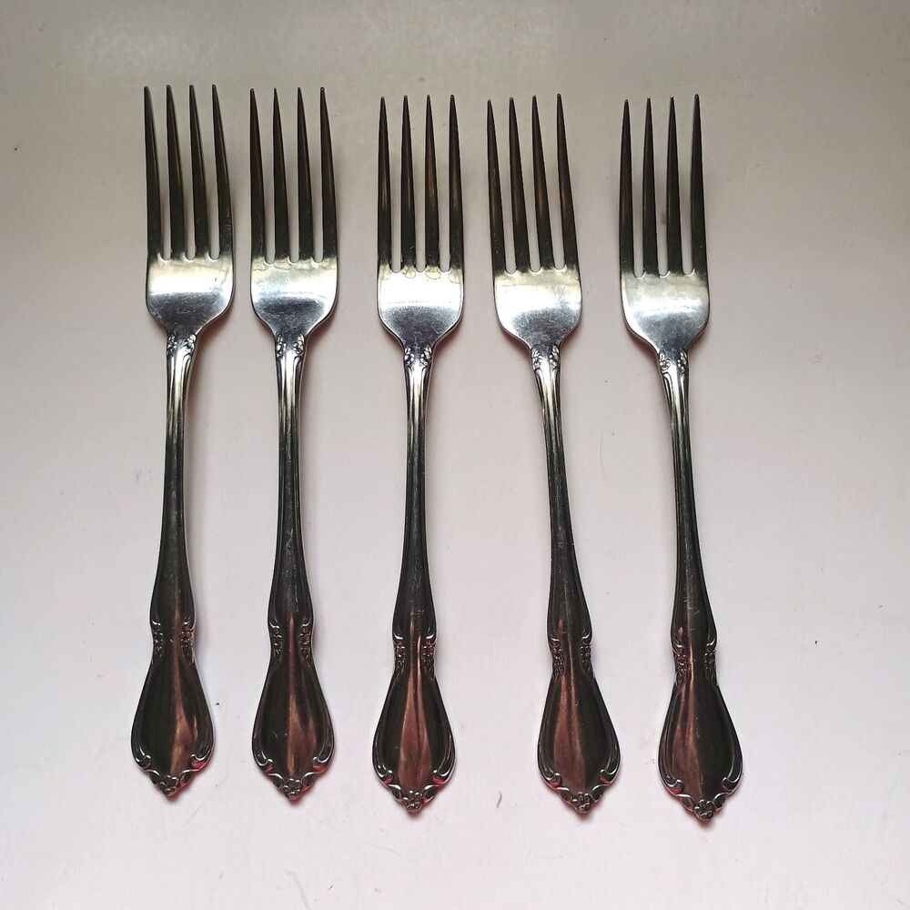 Oneida CHATEAU Dinner Forks Lot of 5 Oneidacraft Deluxe Stainless
